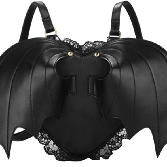 Gothic Black Women Bat Wings Backpack - Picture 1 of 5